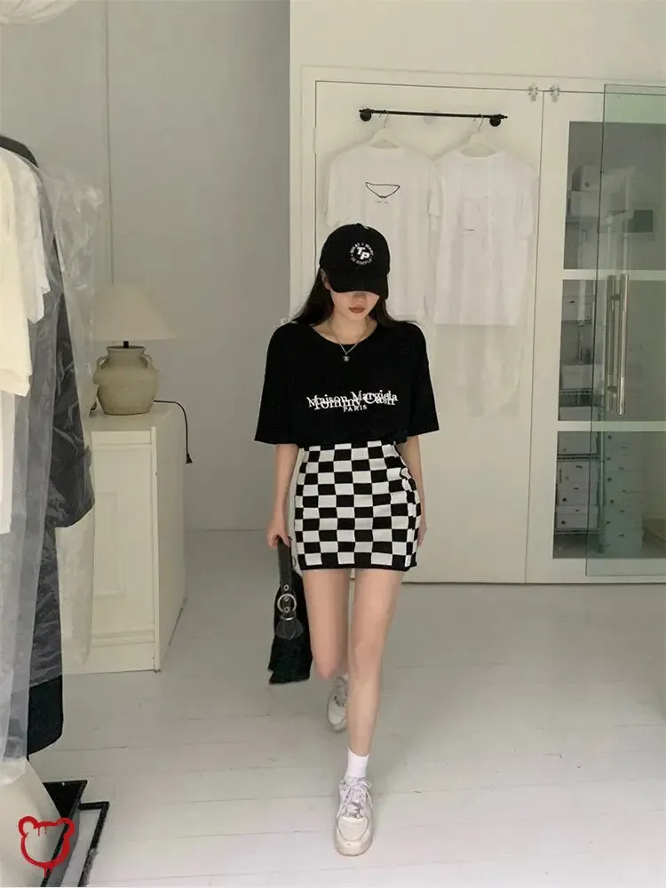 Black Check Grunge Mini