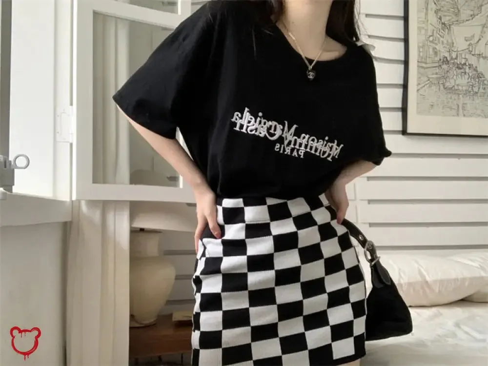 Black Check Grunge Mini