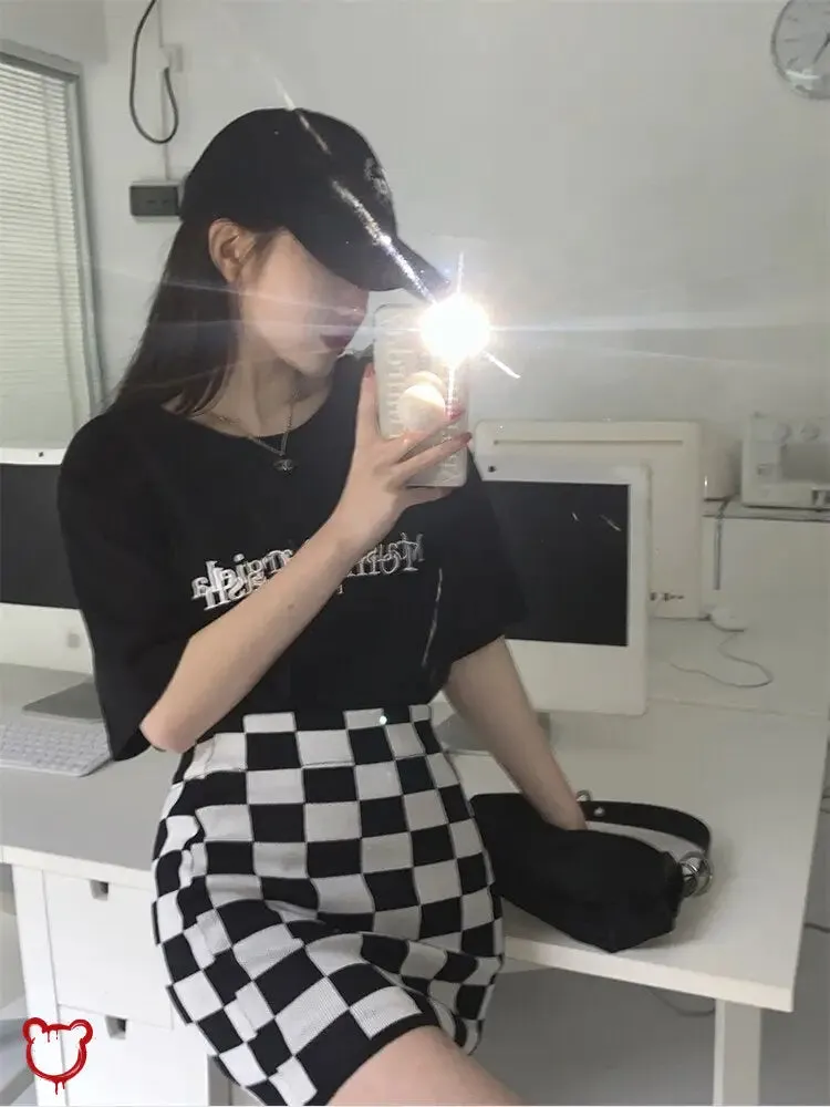 Black Check Grunge Mini