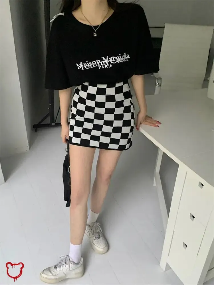 Black Check Grunge Mini