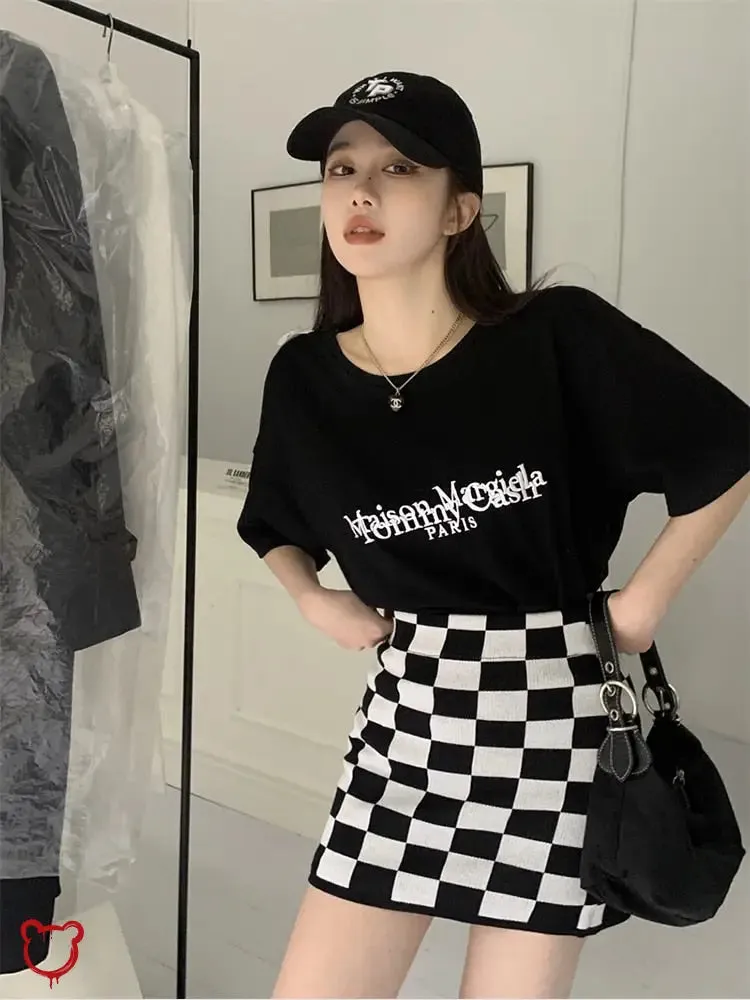 Black Check Grunge Mini