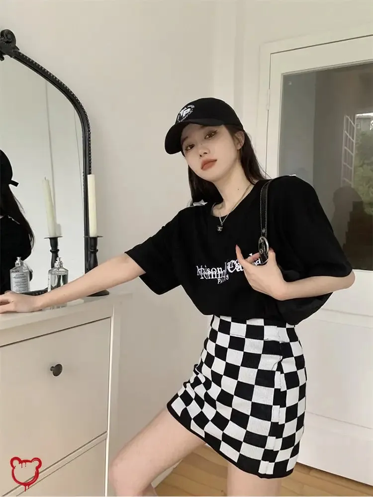 Black Check Grunge Mini