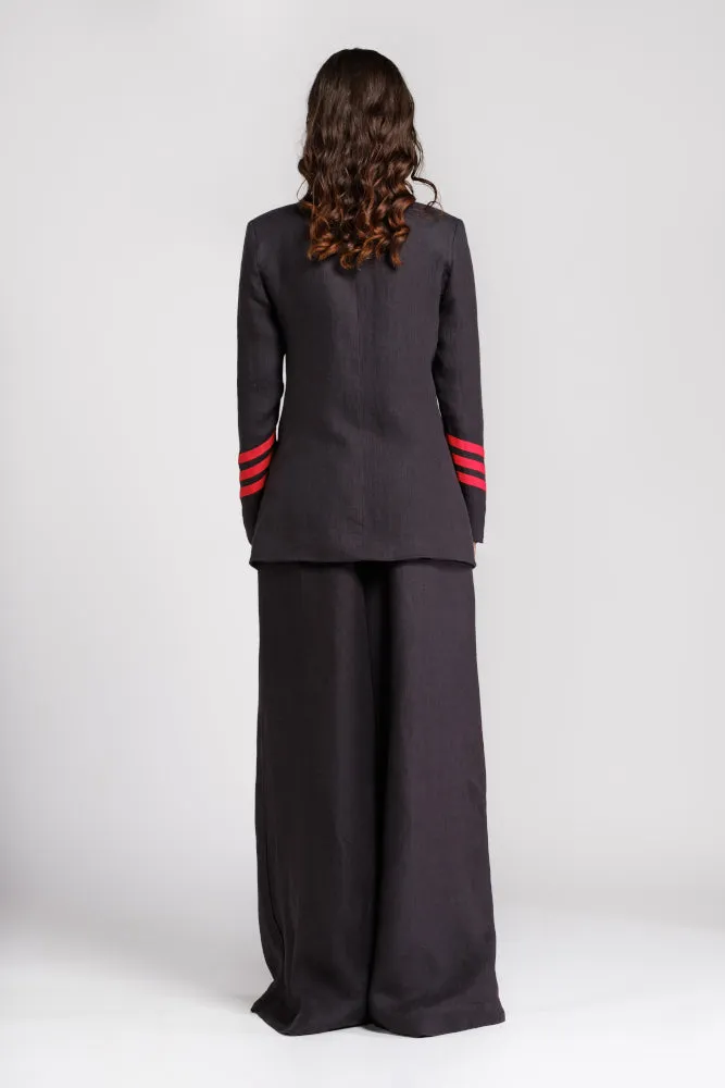 Black hemp jacket with sleeve details