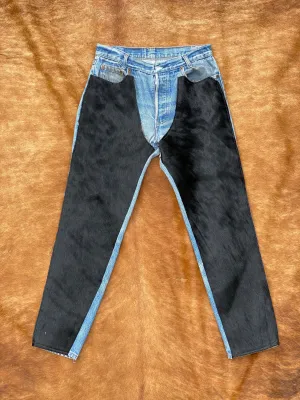 Black hide and leather chap Levi jeans