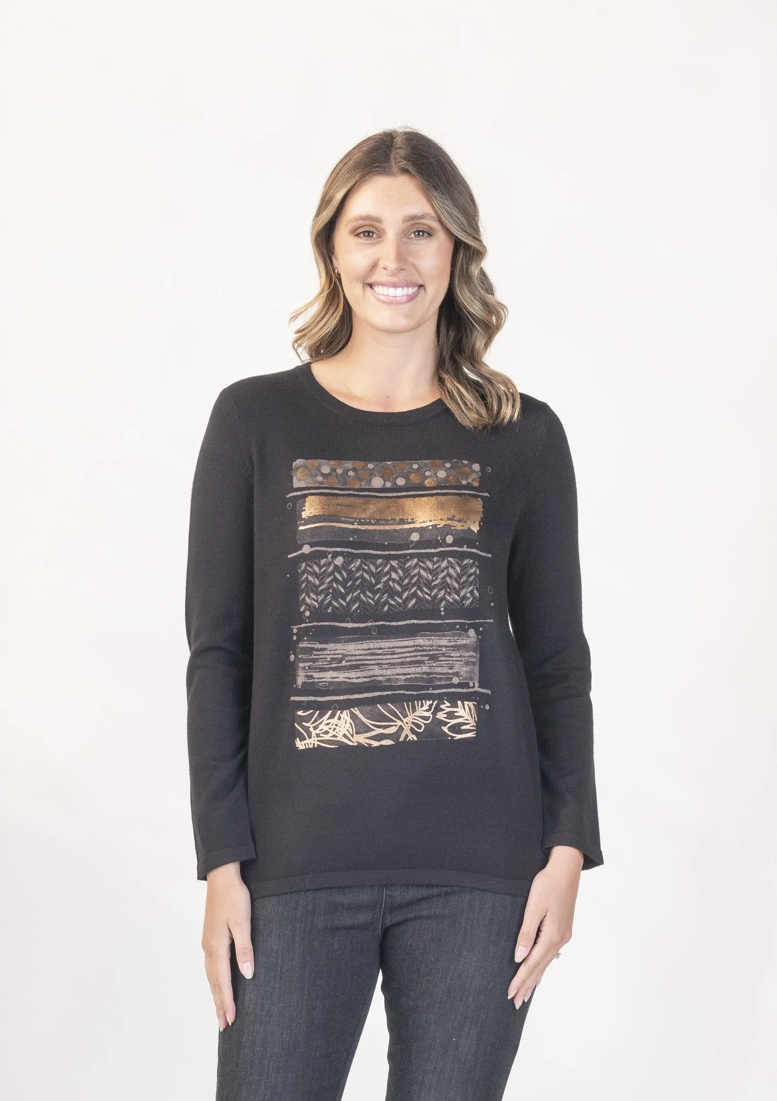 Black Printed Pullover
