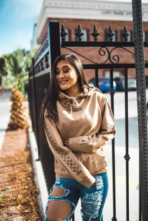 Black SA Outline | Caramel Hoodie (Outline Checkered Drippin Sleeves)