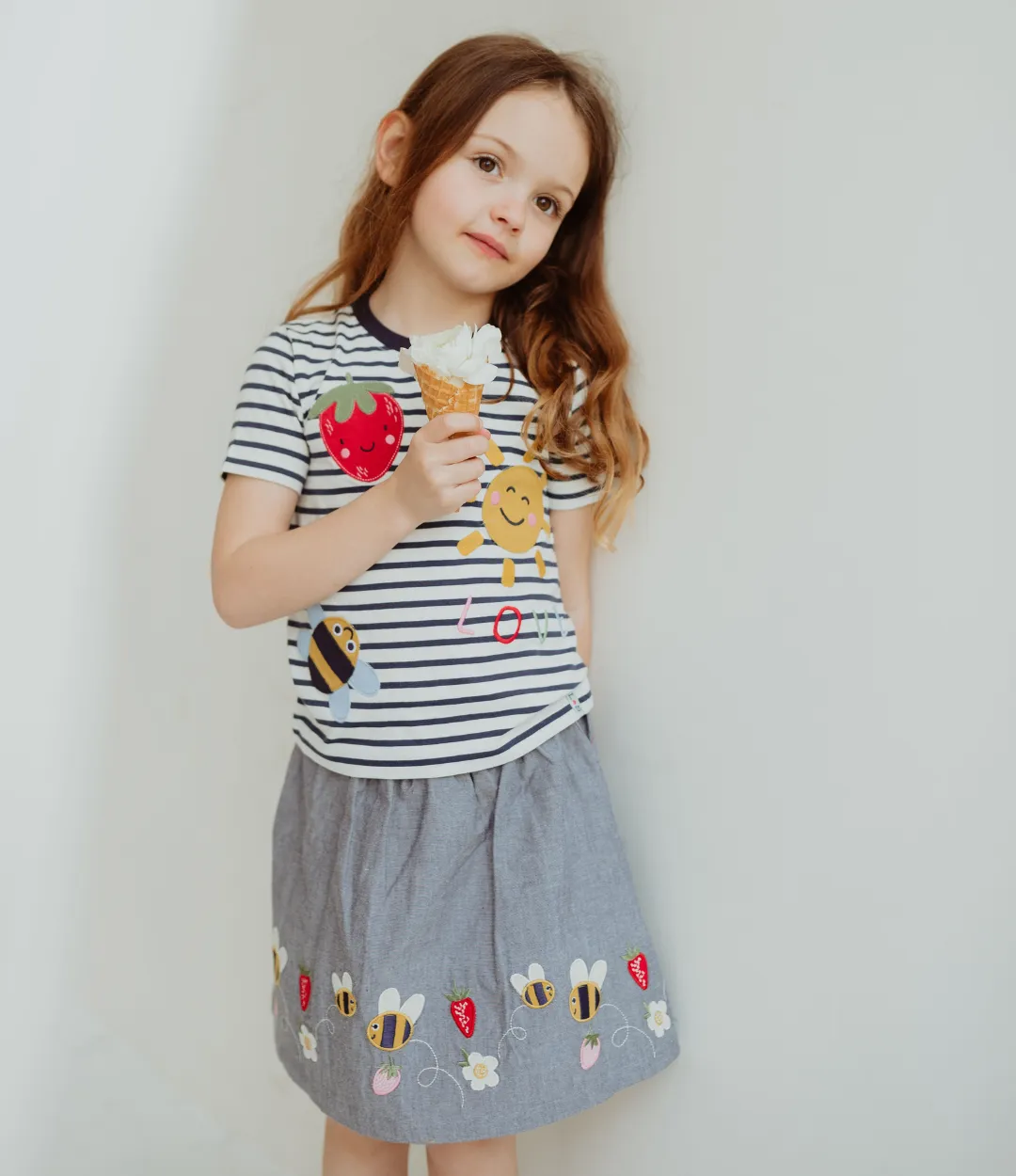 Blue Busy Bee Applique Skirt