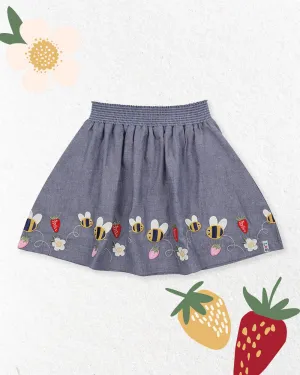 Blue Busy Bee Applique Skirt