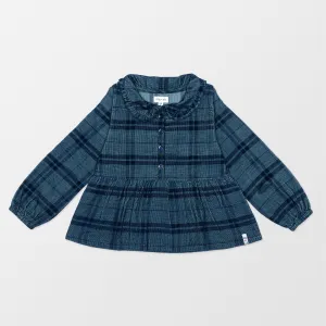 Blue Check Print Top