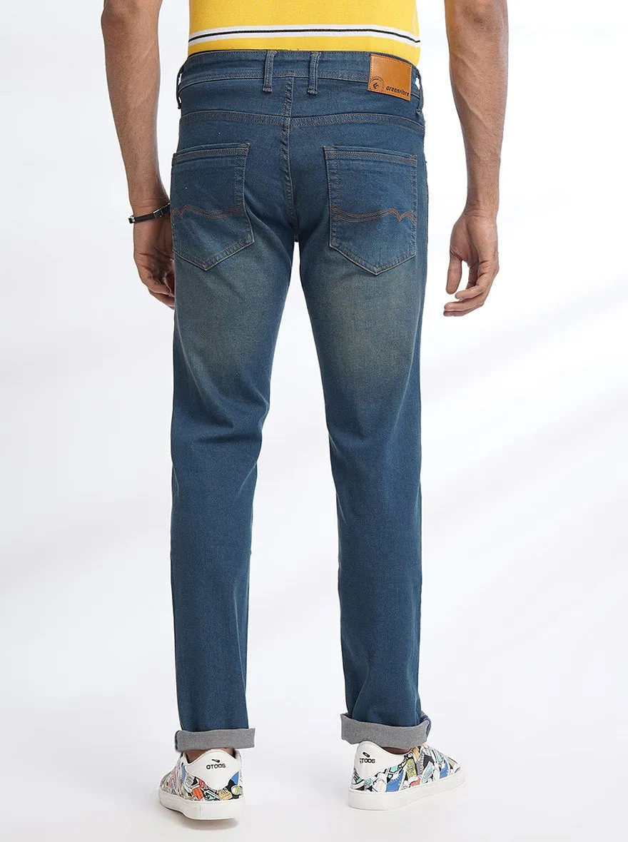 Blue Washed Narrow Fit Jeans | Greenfibre