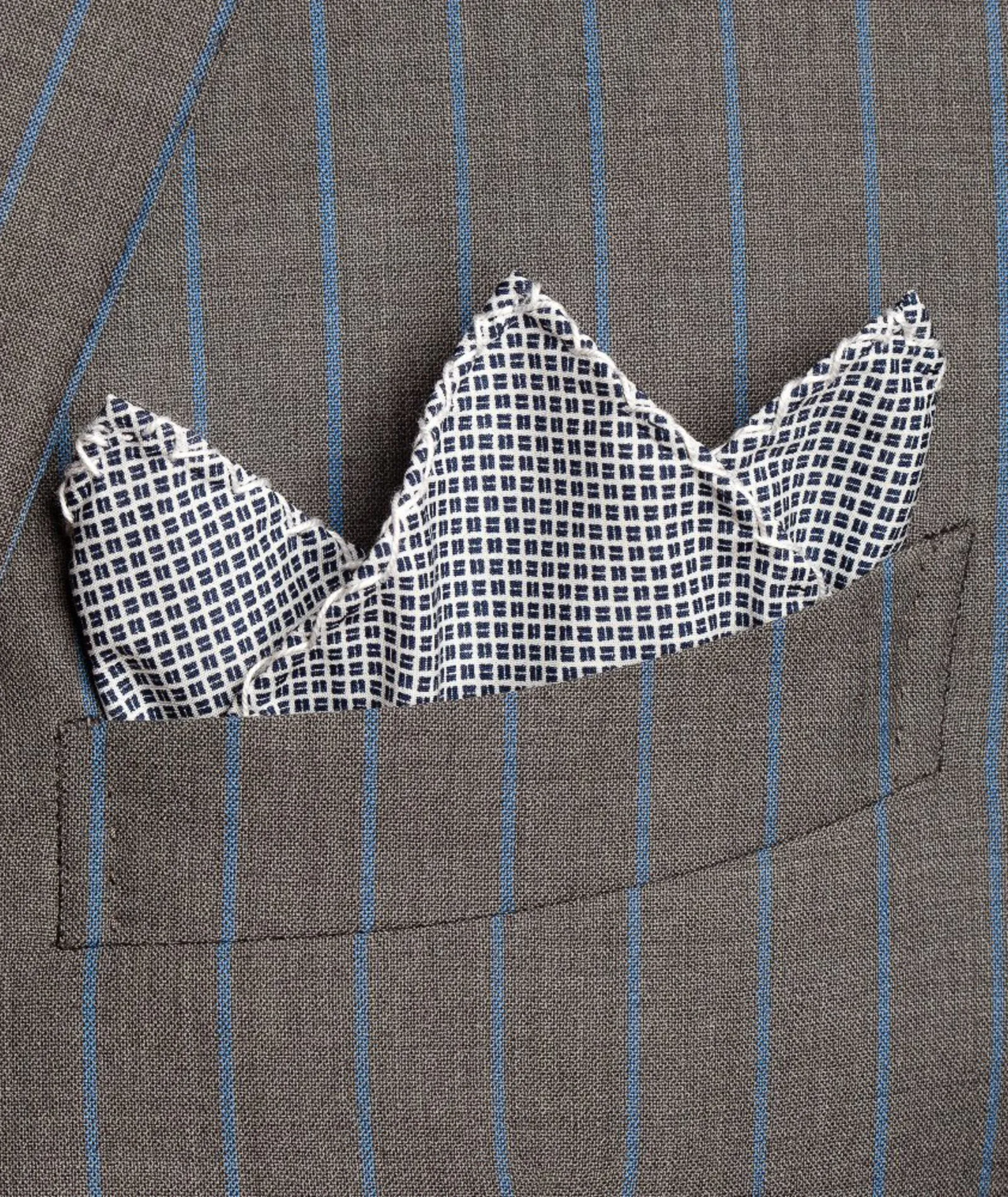 Blue White Checks Pocket Square