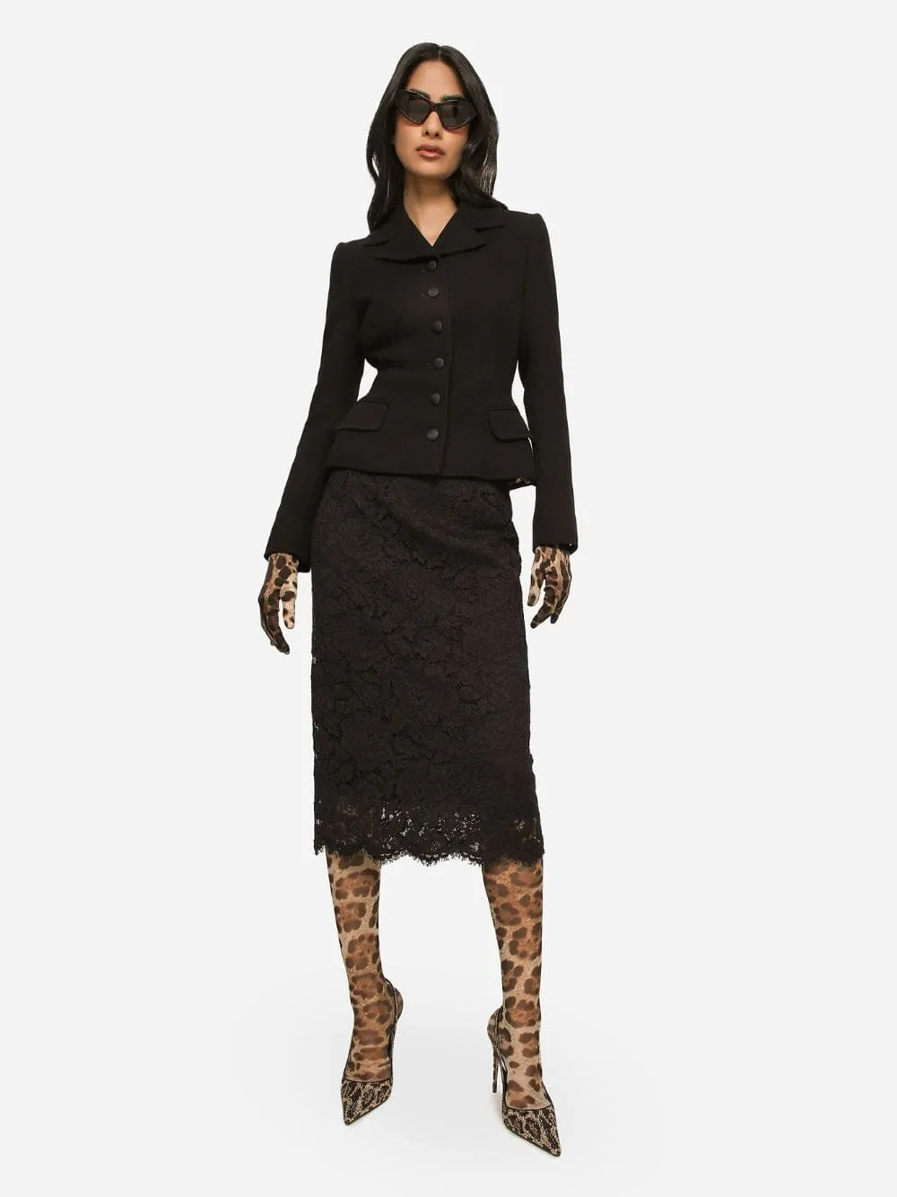 Branded Lace Midi Skirt