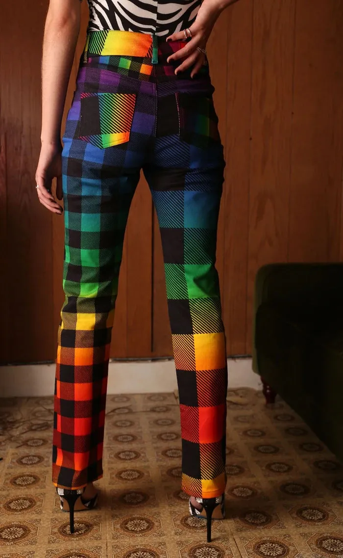 BruceGlen Rainbow Gingham Flare Jean
