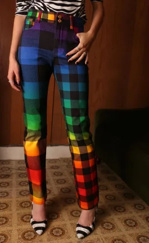 BruceGlen Rainbow Gingham Flare Jean