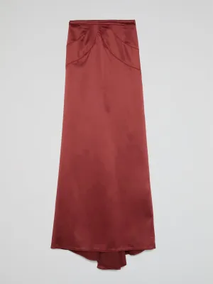 Burgundy Godet Maxi Skirt