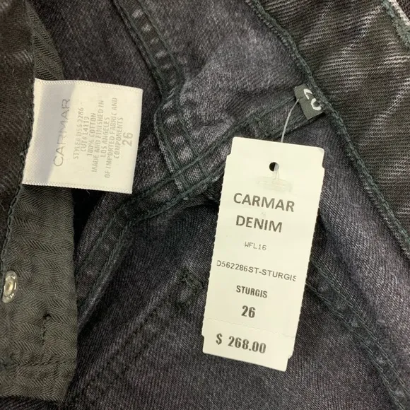 CARMAR Emelia Sturgis Black Stud Fray Hem Jeans 26