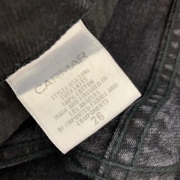 CARMAR Emelia Sturgis Black Stud Fray Hem Jeans 26