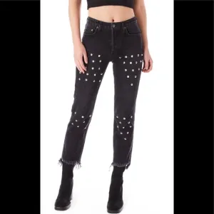 CARMAR Emelia Sturgis Black Stud Fray Hem Jeans 26
