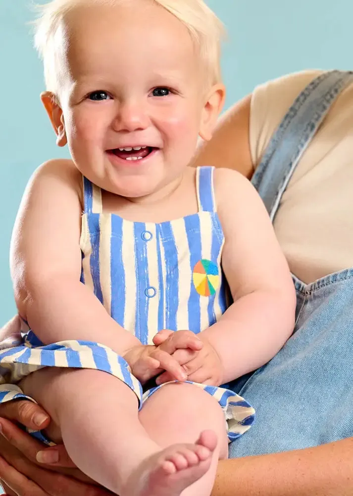 Cayman - Blue Stripe Dungaree Shorts