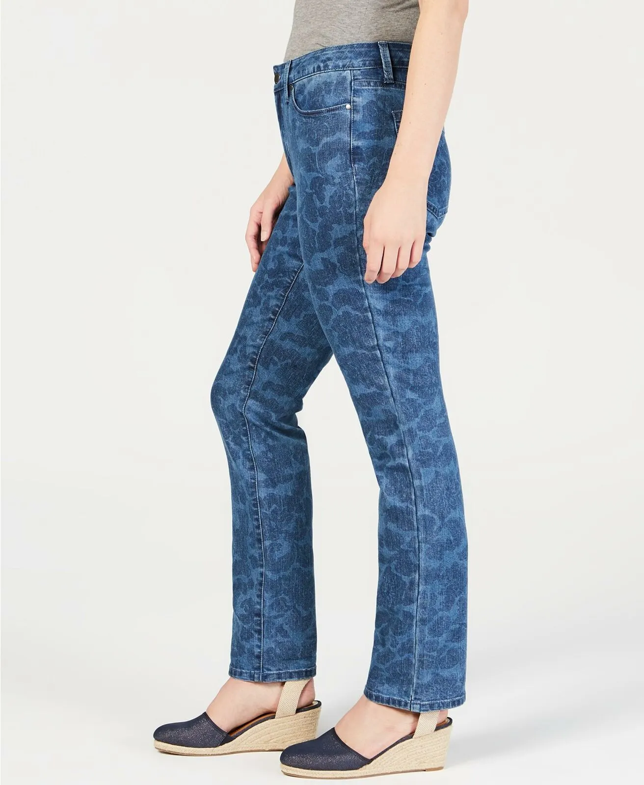 Charter Club Lexington Straight Leg Tummy Control Jeans Interpid Blue 16