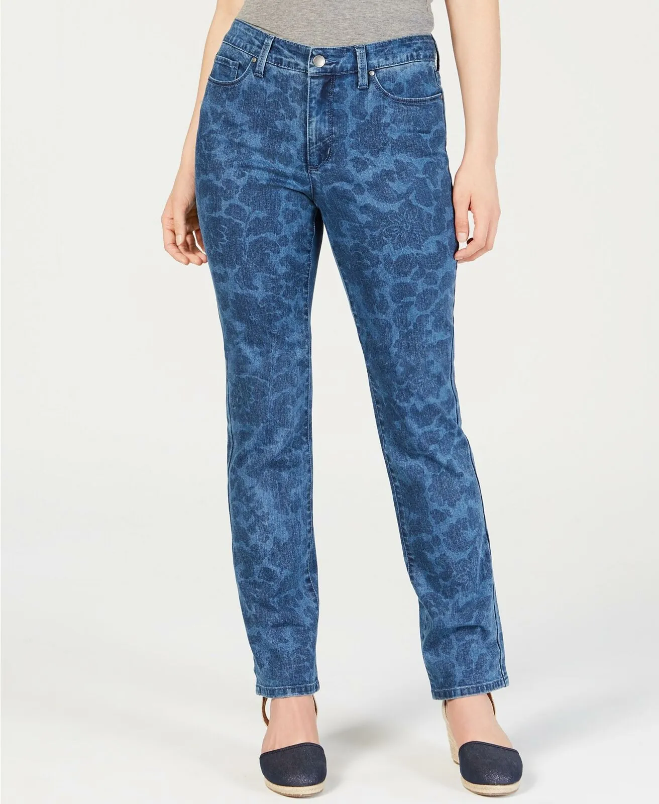 Charter Club Lexington Straight Leg Tummy Control Jeans Interpid Blue 16