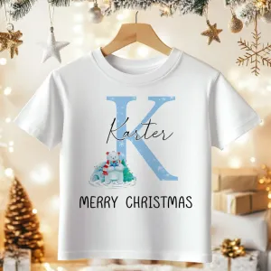 Christmas Personalised (Blue) Toddler & Kids T Shirt