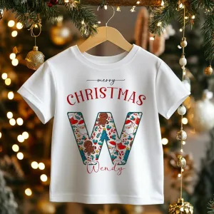 Christmas Theme Pattern Personalised Toddler & Kids T Shirt