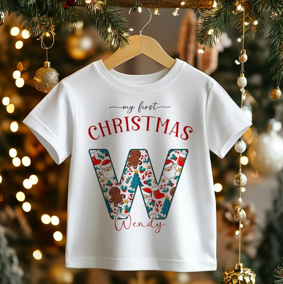 Christmas Theme Pattern Personalised Toddler & Kids T Shirt