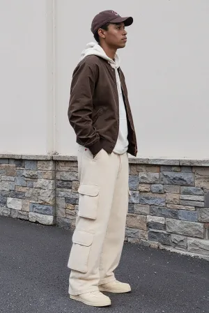 Classic Ecru Men's Wide Leg Cargo Jeans