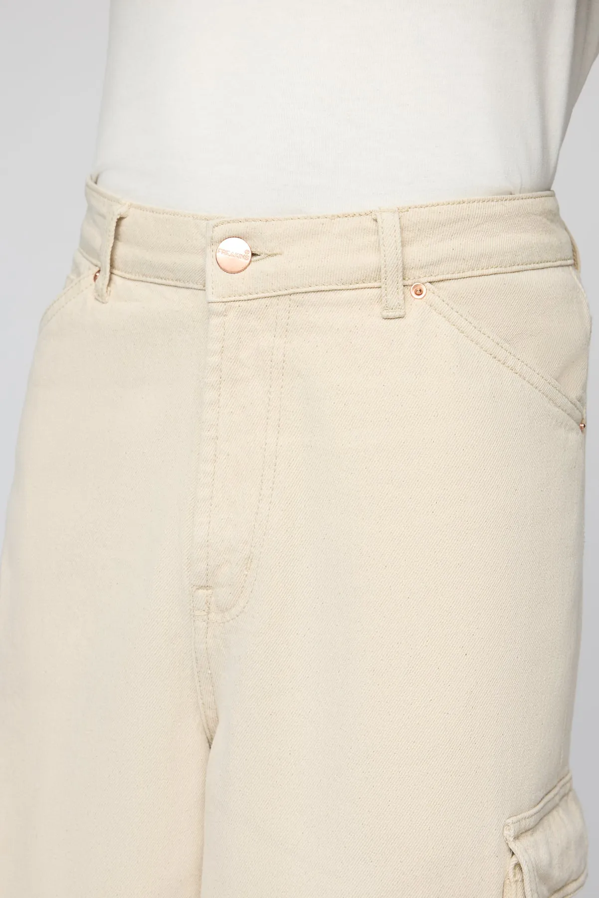 Classic Ecru Men's Wide Leg Cargo Jeans