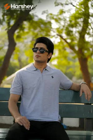 Classic Grey Polo with a Zipper