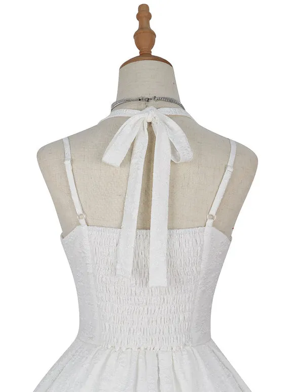 Classic Lolita JSK Dress Chinese White Sleeveless Jeweled Lolita Jumper Skirts