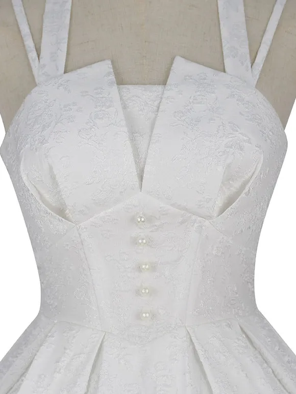 Classic Lolita JSK Dress Chinese White Sleeveless Jeweled Lolita Jumper Skirts