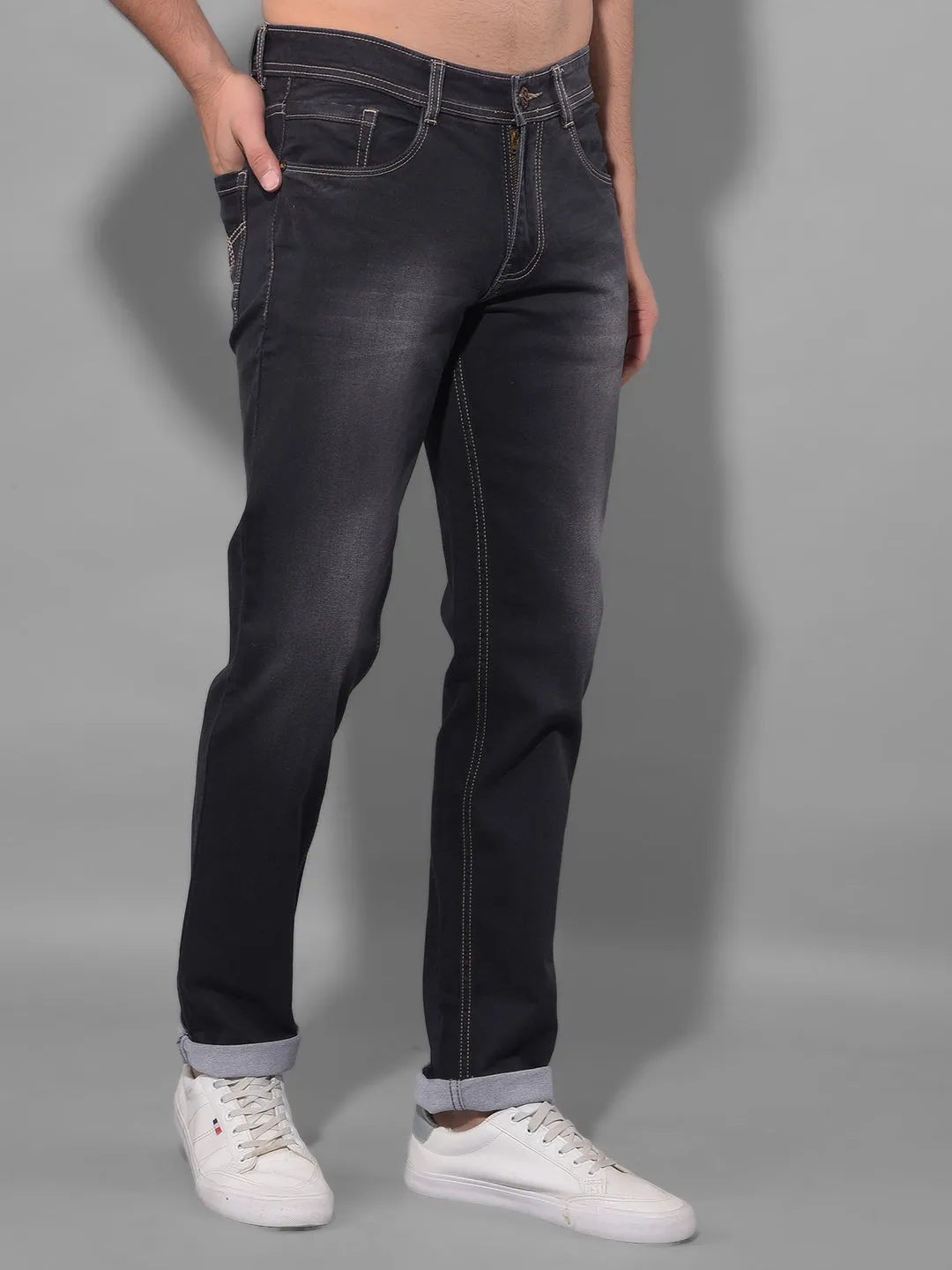 COBB Dark Grey Narrow Fit Premium Jeans