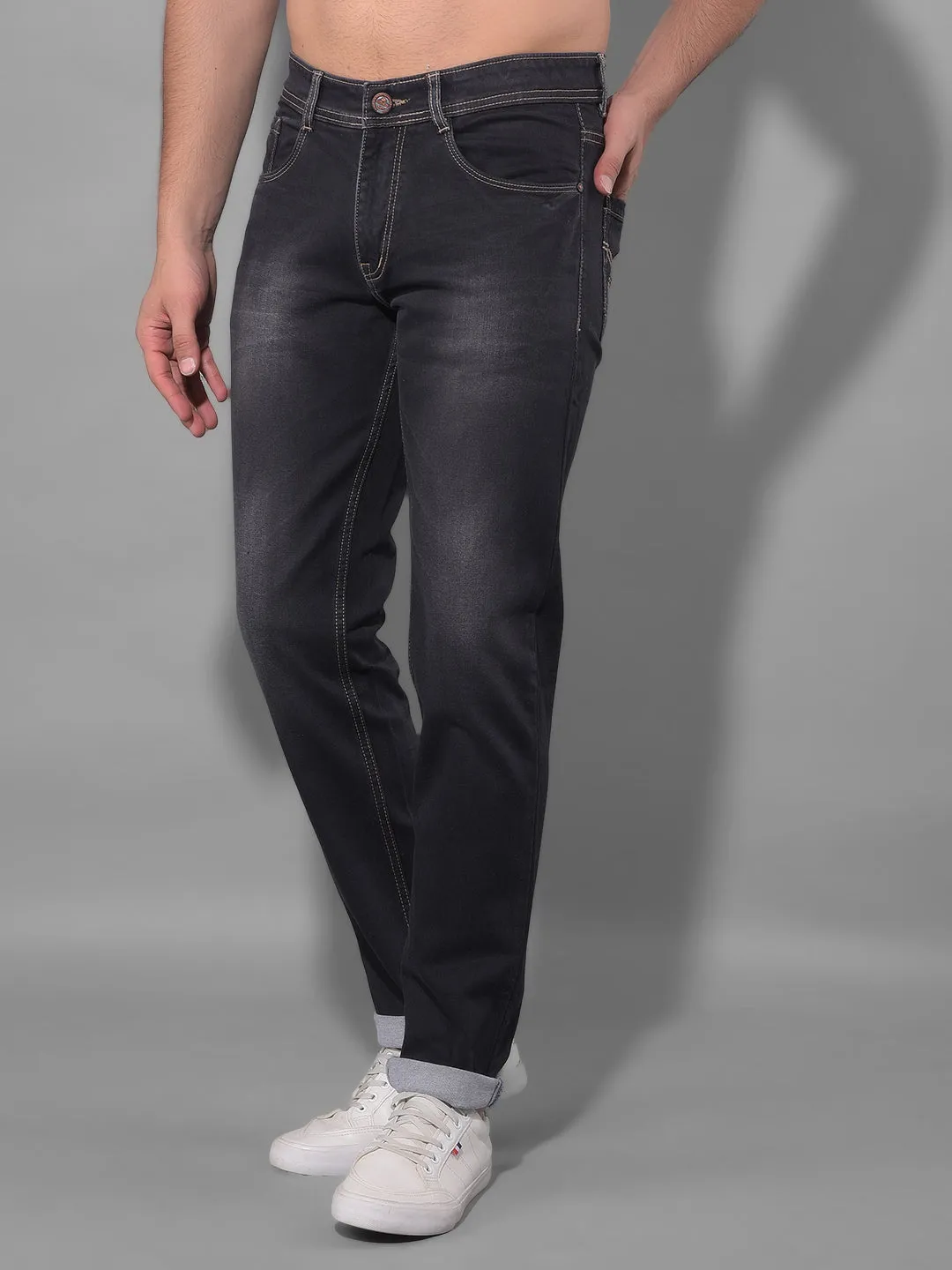 COBB Dark Grey Narrow Fit Premium Jeans