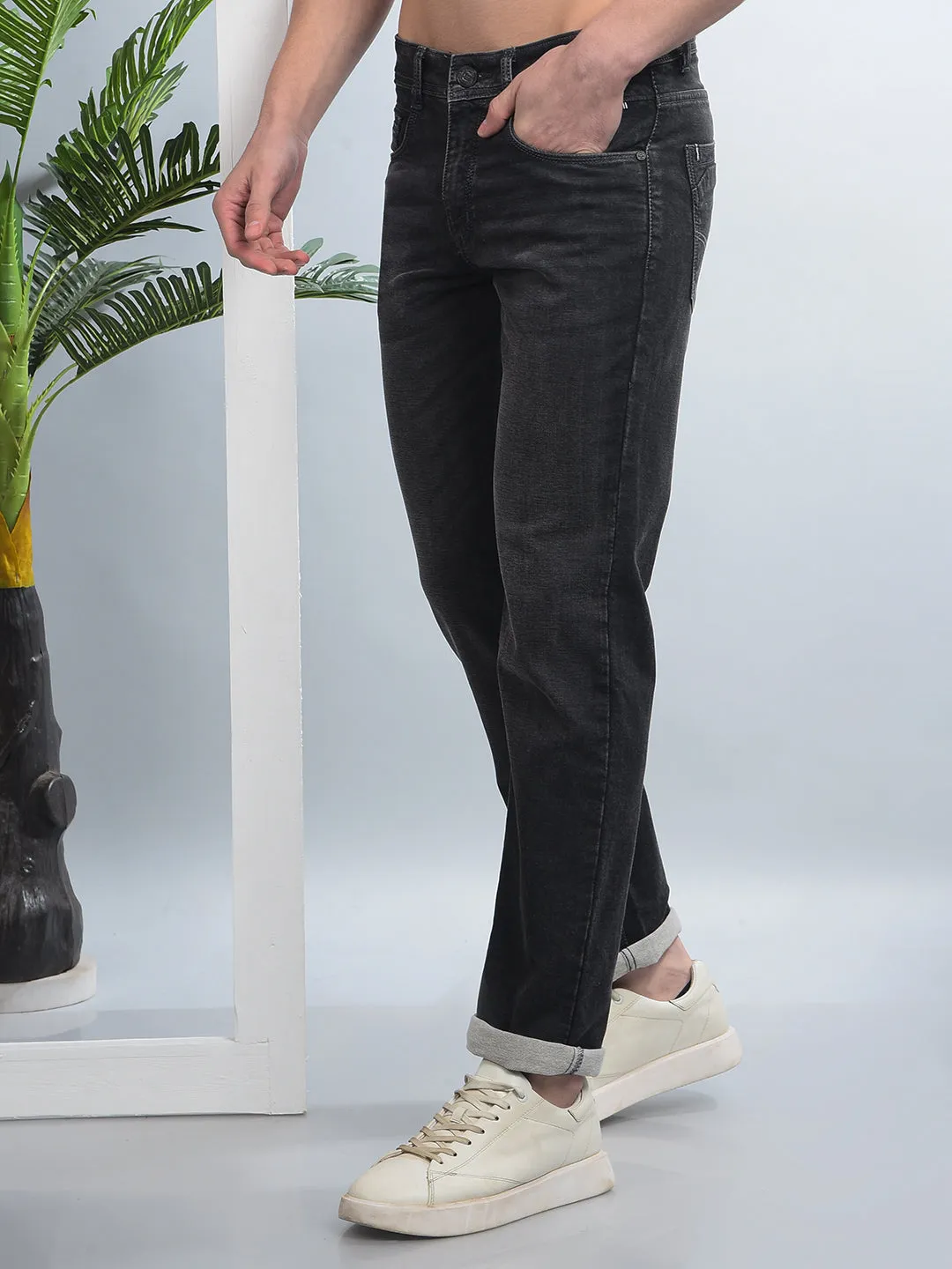 COBB DARK GREY STRAIGHT FIT PREMIUM JEANS
