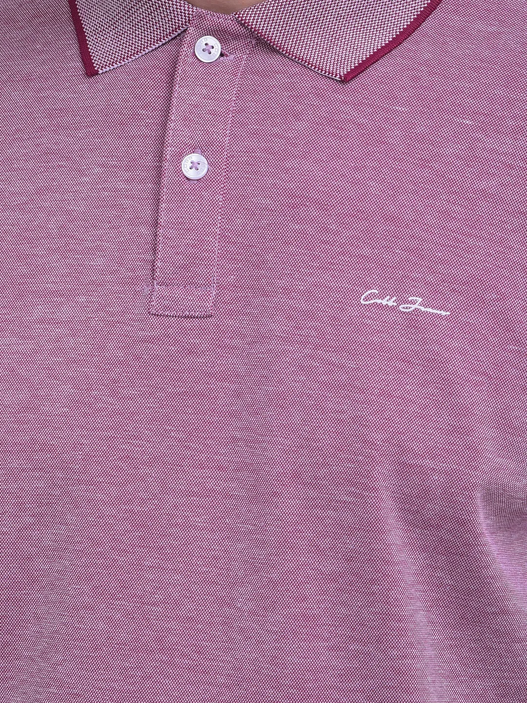 COBB SOLID MAUVE POLO NECK T-SHIRT