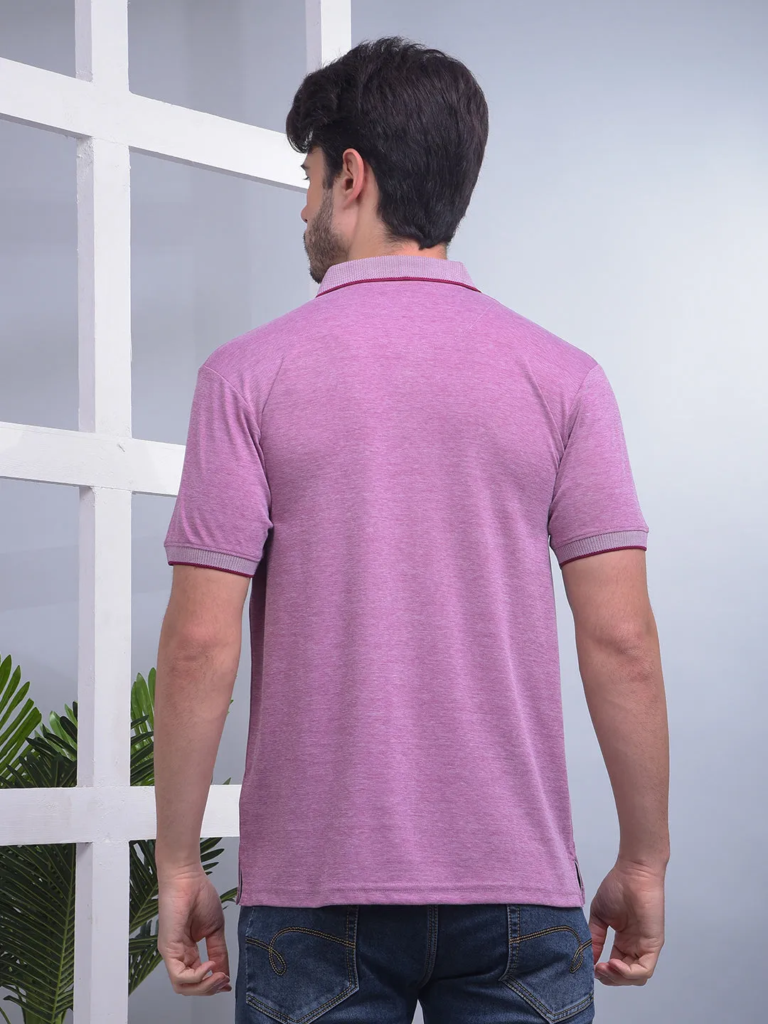 COBB SOLID MAUVE POLO NECK T-SHIRT