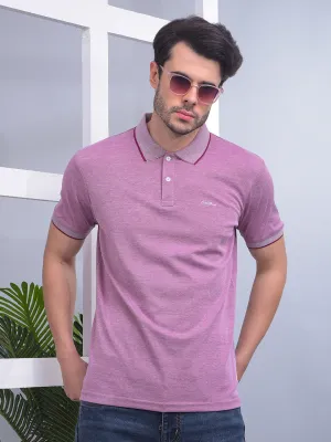 COBB SOLID MAUVE POLO NECK T-SHIRT