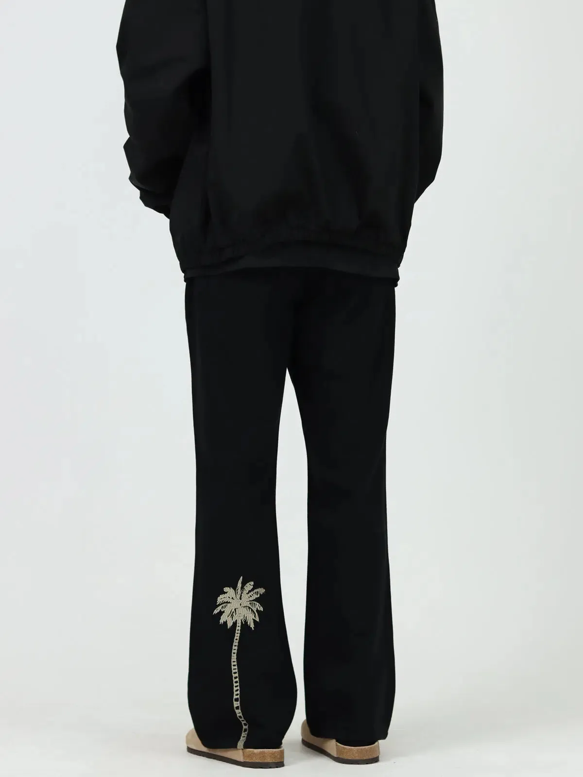 Coconut Tree Embroidered Straight Jeans