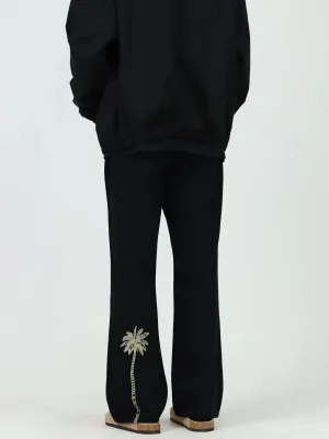 Coconut Tree Embroidered Straight Jeans