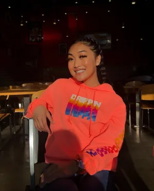 Color Stack | Coral Hoodie (Color Stack Checkered Drippin Sleeves)