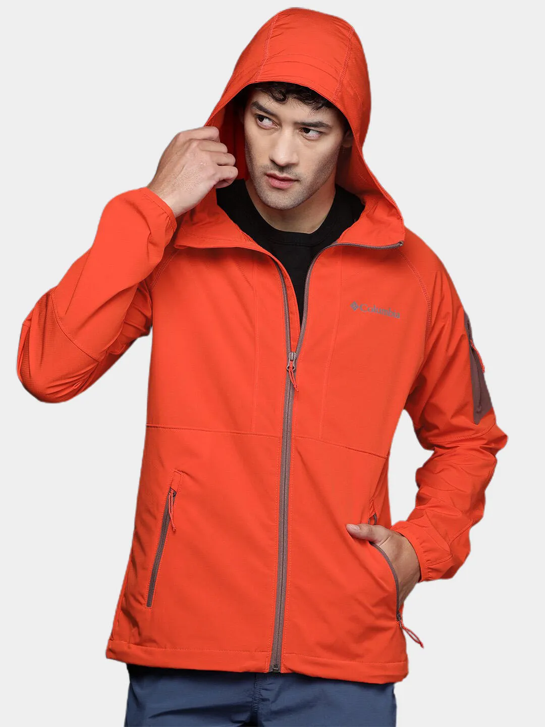 Columbia Men Orange Tall Heights Hooded Soft Shell Jacket