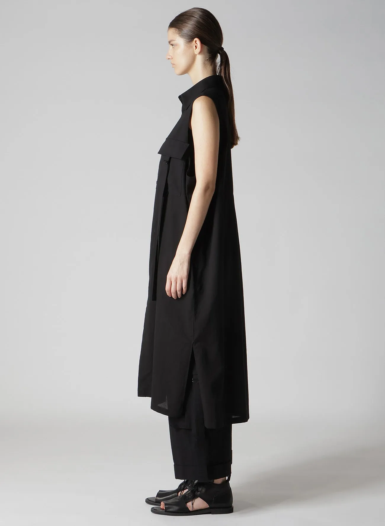 COTTON BOYLE VIYELLA SLEEVELESS SHIRT DRESS