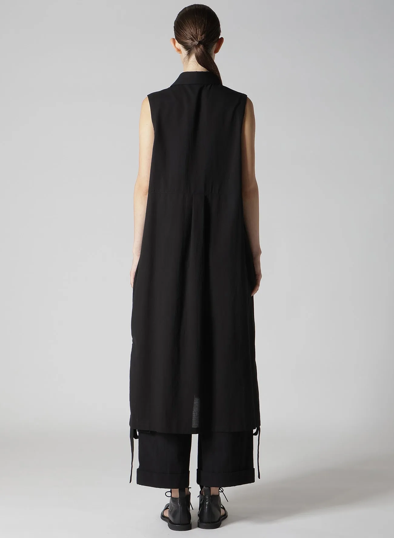 COTTON BOYLE VIYELLA SLEEVELESS SHIRT DRESS