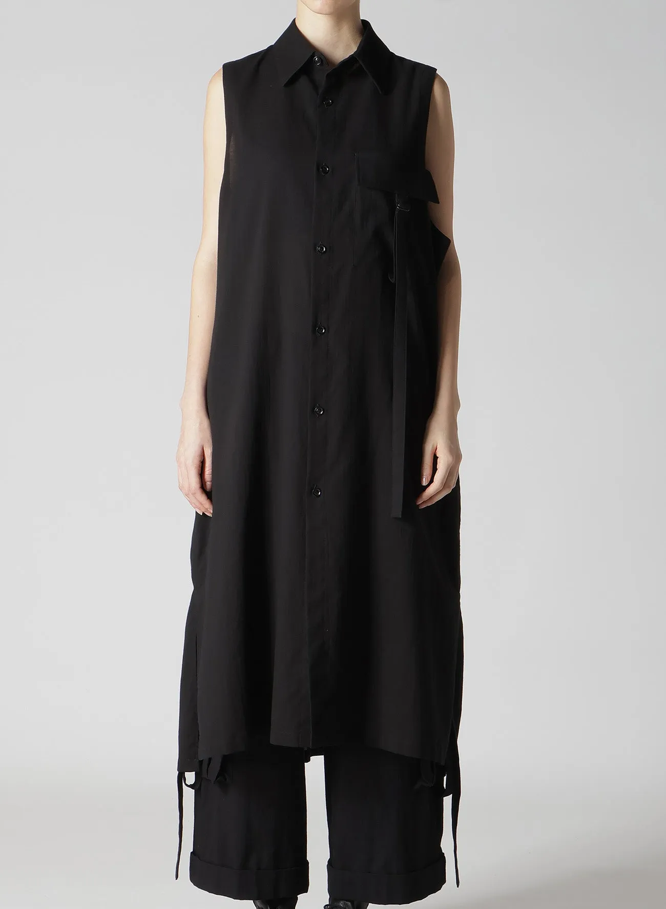 COTTON BOYLE VIYELLA SLEEVELESS SHIRT DRESS