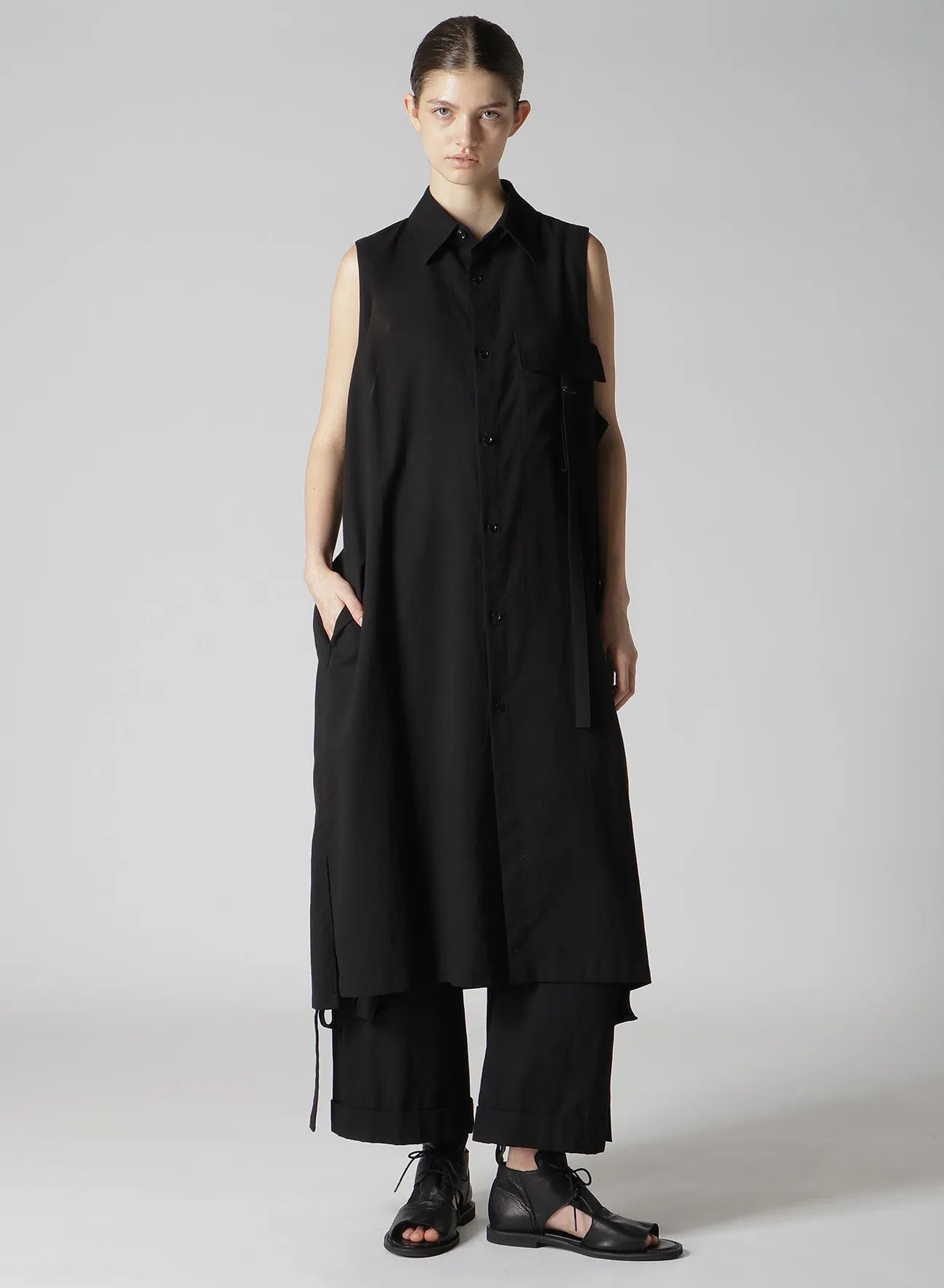 COTTON BOYLE VIYELLA SLEEVELESS SHIRT DRESS