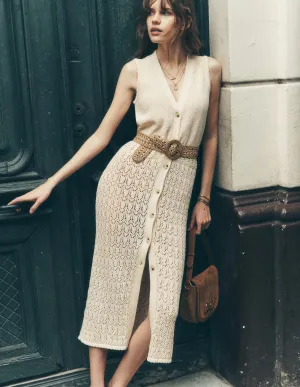 Cotton Sleeveless Cardigan-Warm Ivory