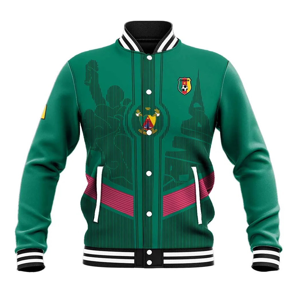 Custom Cameroun Football Baseball Jacket Allez les Lions LT15