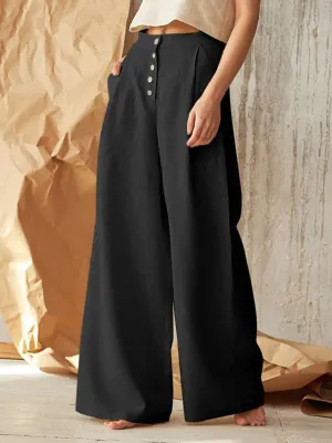 Danette - Casual button-down pants with wide leg